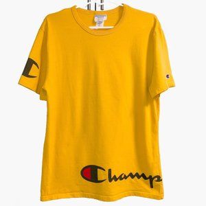 Vintage 90's CHAMPION T-Shirt • Classic Yellow Logo Graphic Tee • MEDIUM